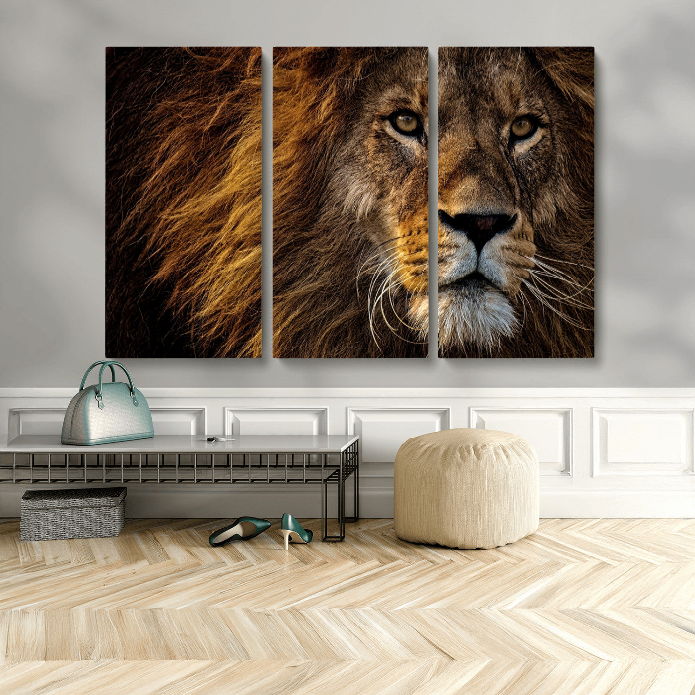 MGV-CV-48X32-3P - Mighty Lion Wall Art Animal Canvas Print