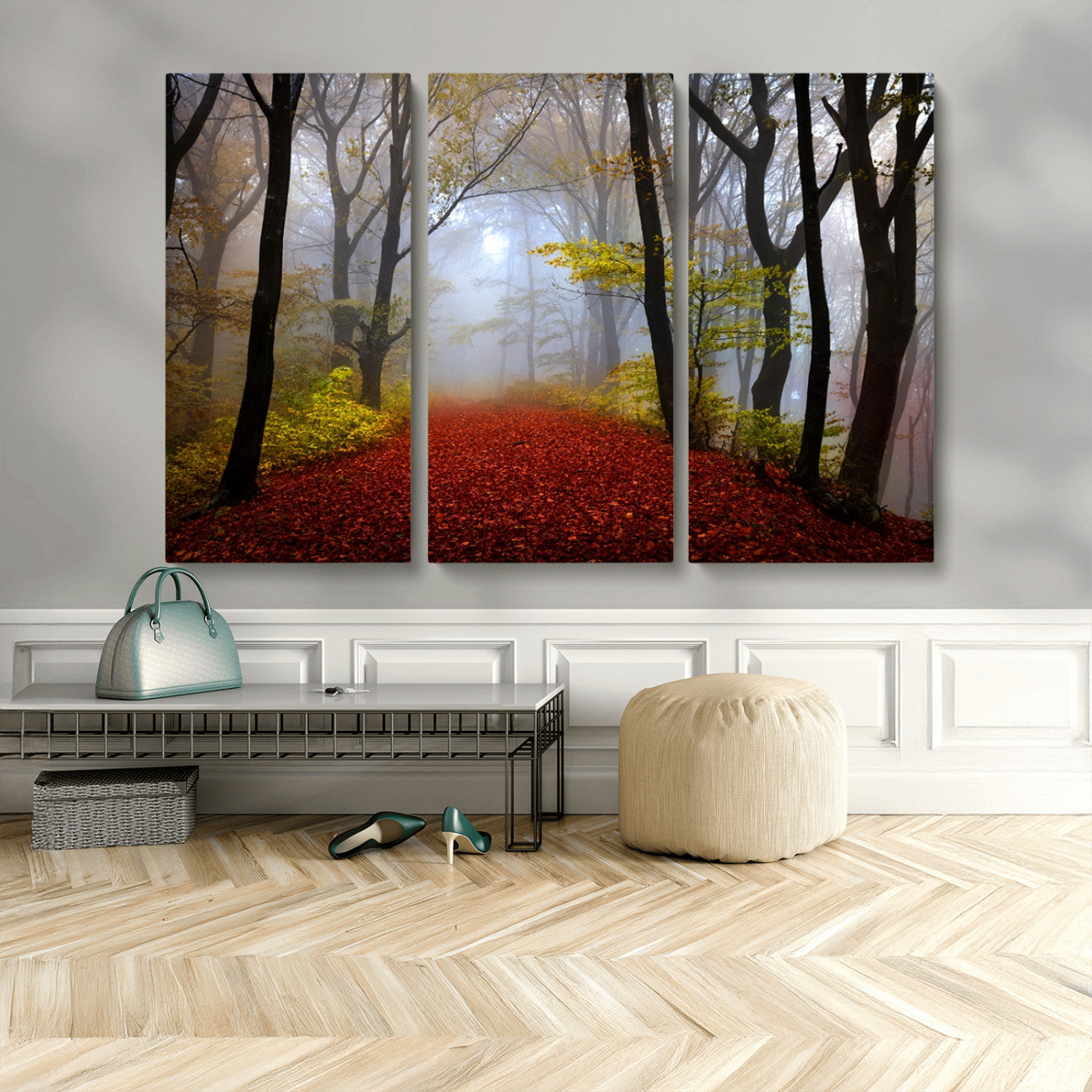 MGV-CV-48X32-3P - Foggy Forest Wall Art Landscape Canvas Print