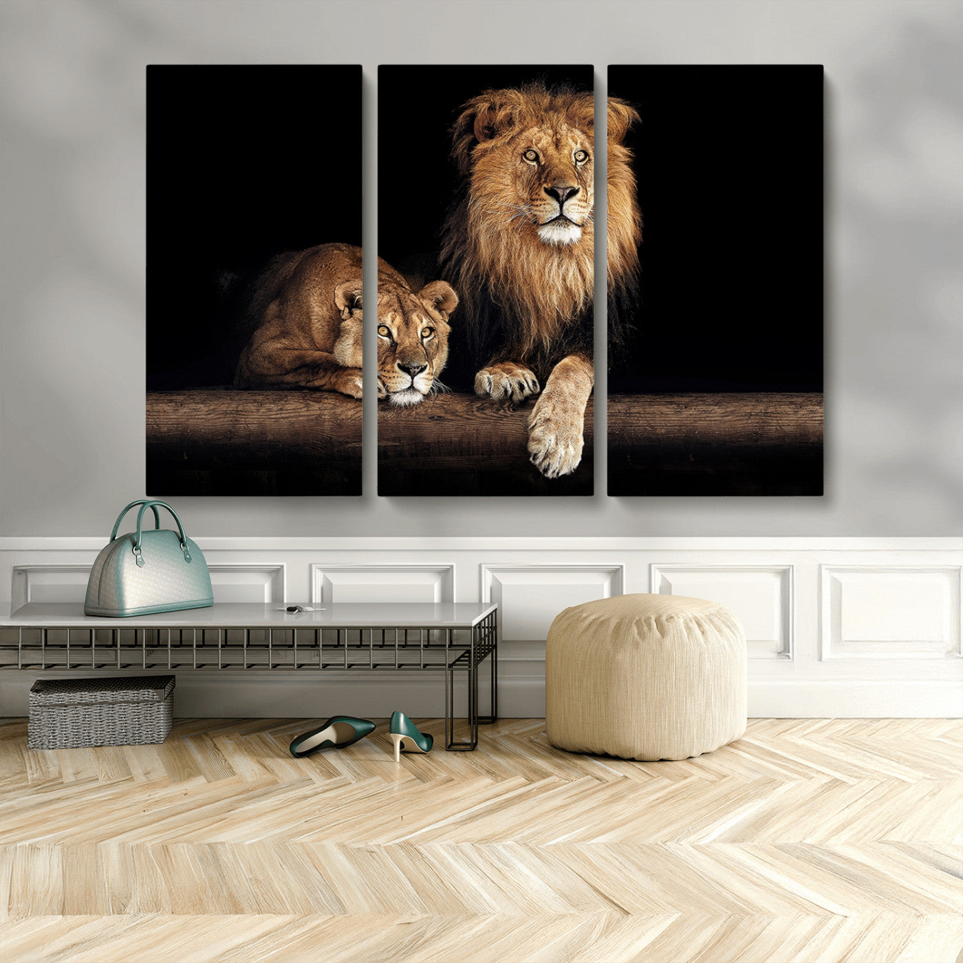 MGV-CV-48X32-3P - Lion Canvas Wall Art Animal Print