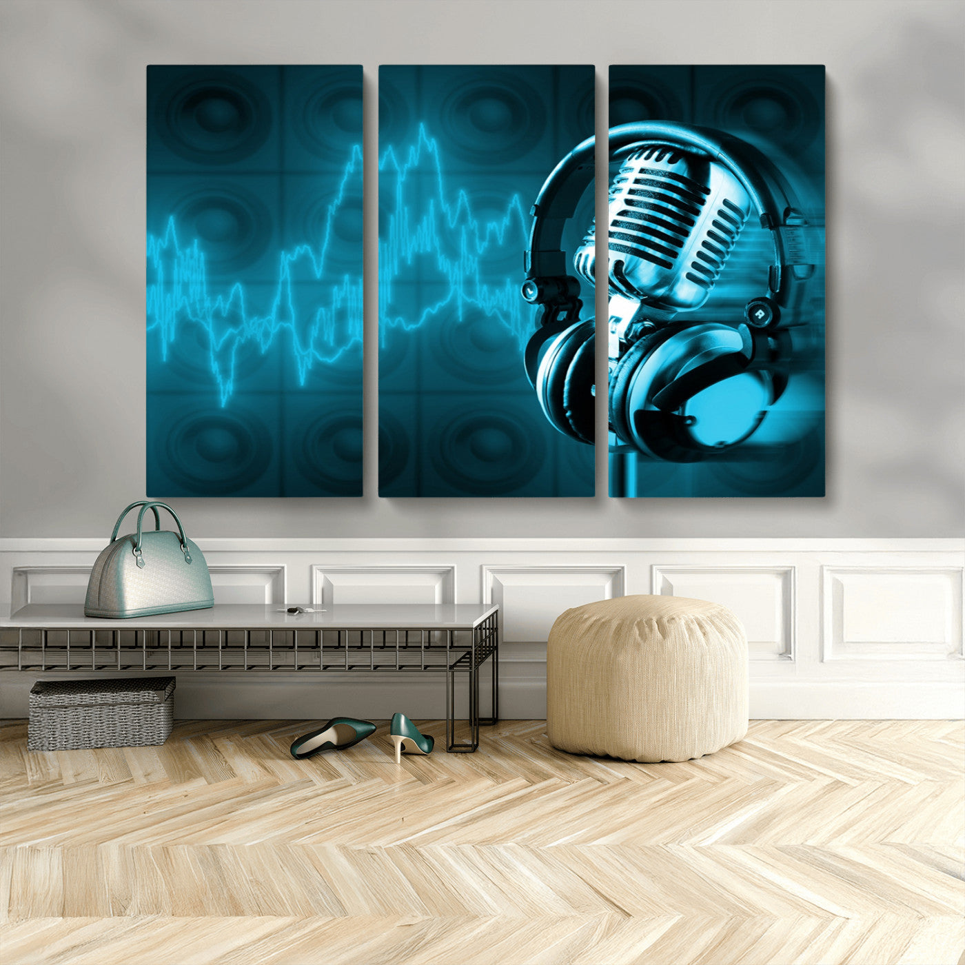 MGV-CV-48X32-3P - Music and Microphone Wall Art Canvas Print