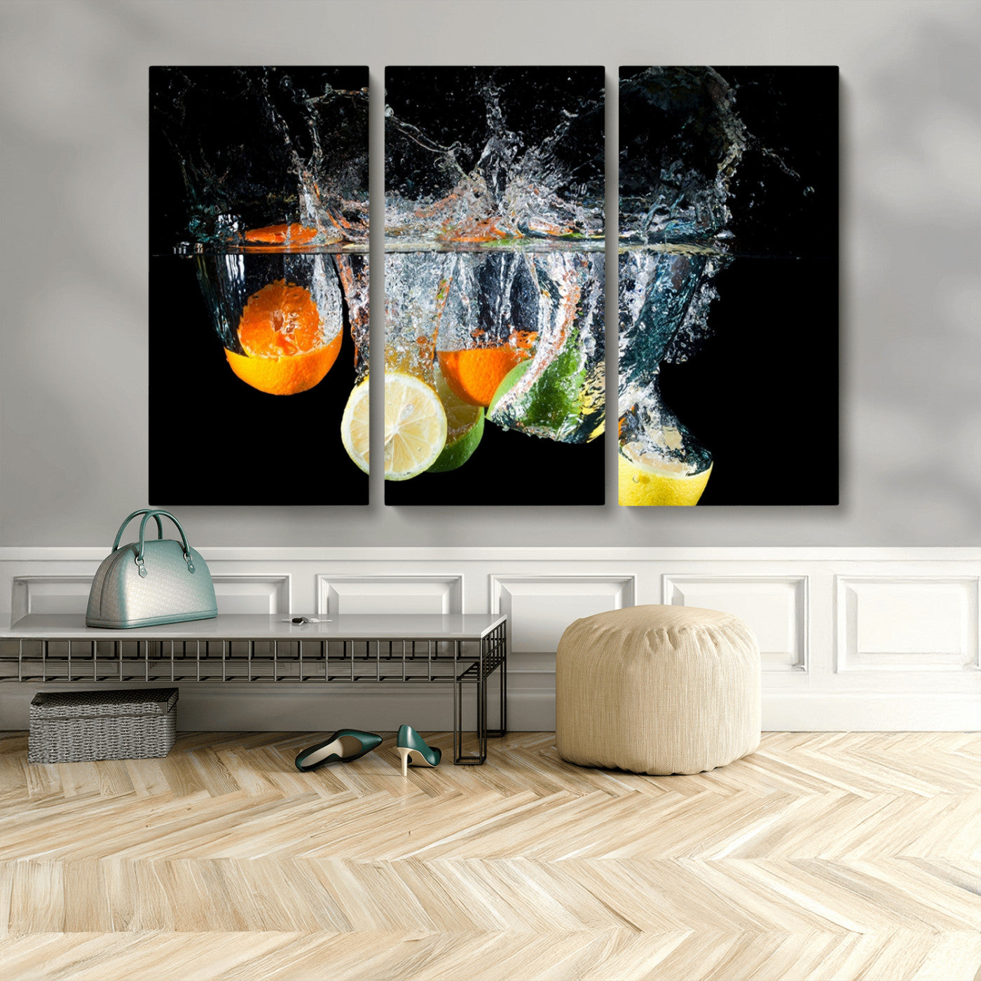 MGV-CV-48X32-3P - Kitchen Wall Art, Kitchen Fruits Art Canvas Print