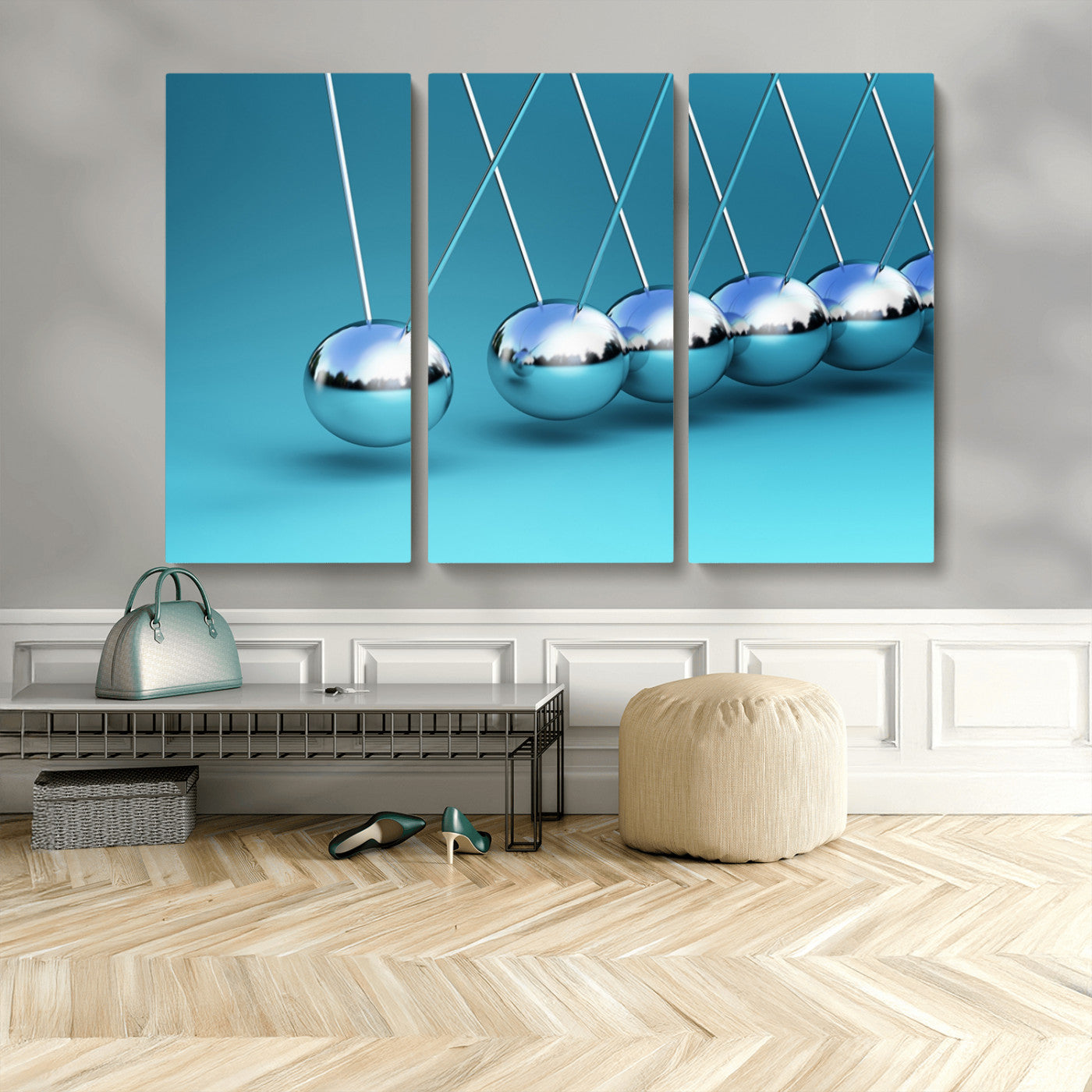 MGV-CV-48X32-3P - Wall Art Newton's Cradle Canvas Print, Framed Newton Cradle Canvas Print