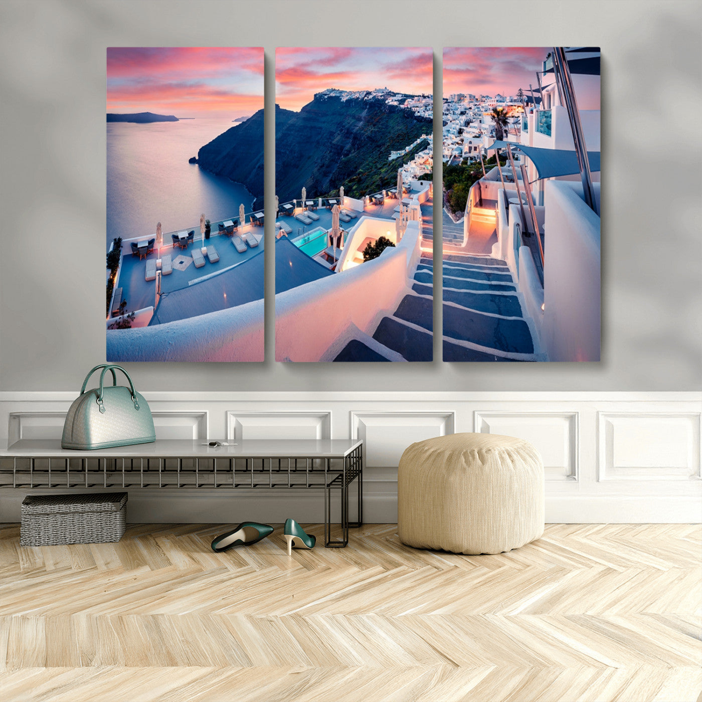 MGV-CV-48X32-3P - Santorini Island Wall Art Canvas Print