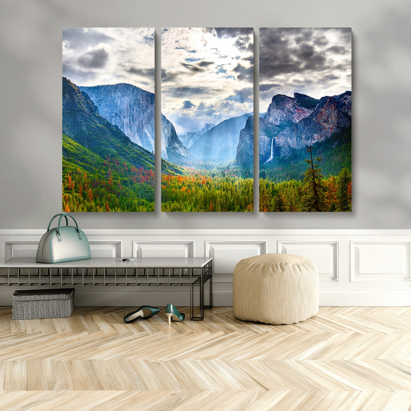 MGV-CV-48X32-3P - Yosemite Park Half Dome 3 Panel Canvas Print | Large Giclée Landscape Wall Art for Living Room,