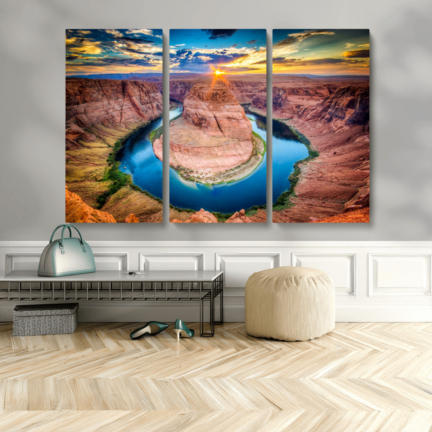 MGV-CV-48X32-3P - Sunset on the Horseshoe Bend Grand Canyon, Horseshoe Bend Grand Canyon Canvas Wall Art Print