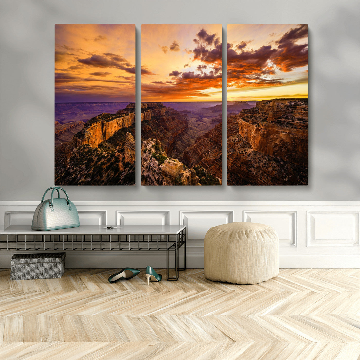 MGV-CV-48X32-3P - Mesmerizing Sunset from Grand Canyon Nal Park Wall Art, Grand Canyon Canvas Print