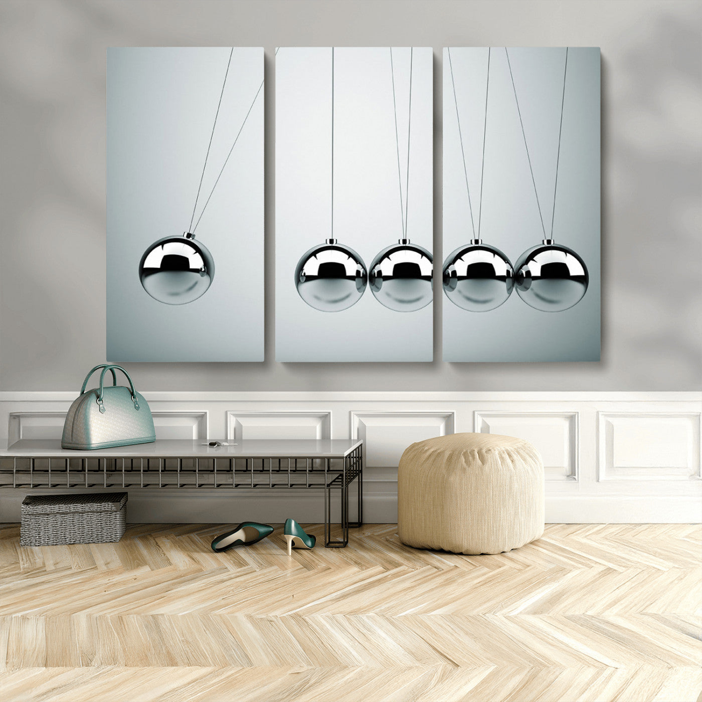 MGV-CV-48X32-3P - Newton's Cradle Wall Art Canvas Print, Framed Newton Cradle Wall Art