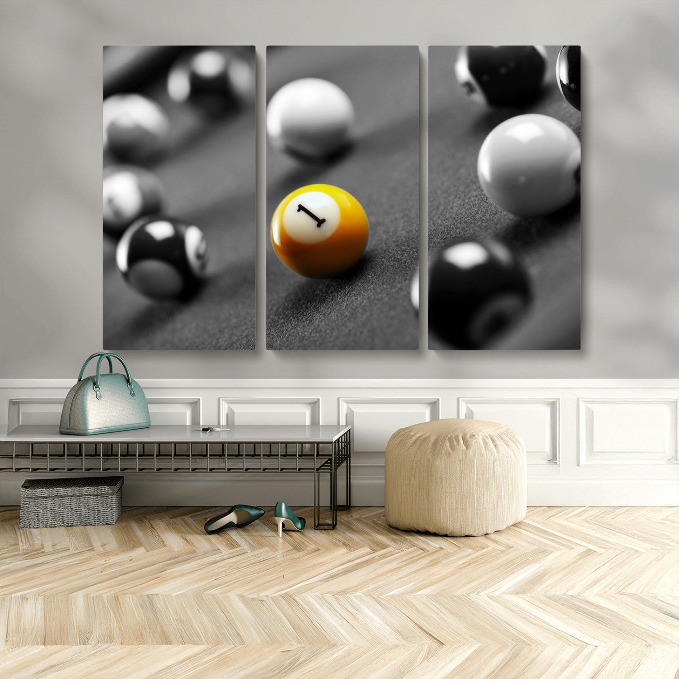 MGV-CV-48X32-3P - Wall Art Pool Table and Balls Canvas Print