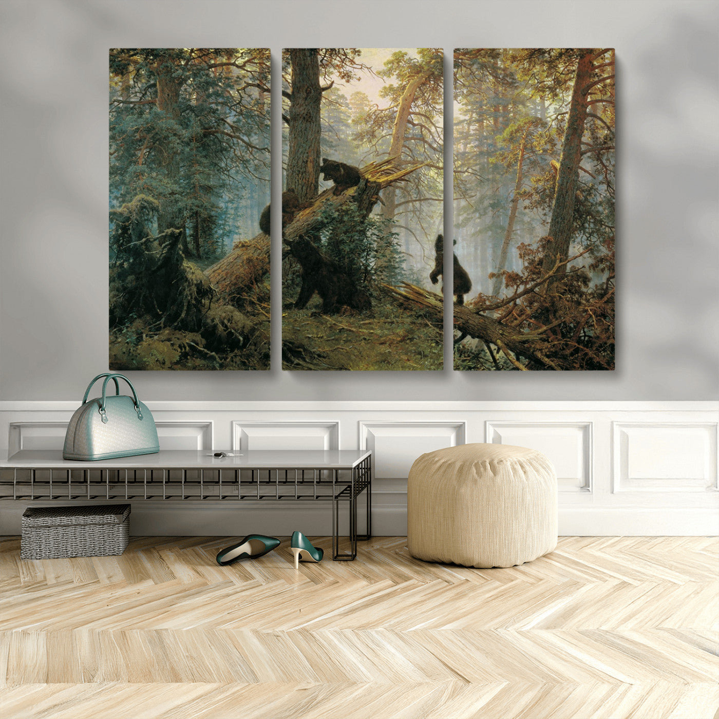 MGV-CV-48X32-3P - Grizzly Bear Cubs Wall Art Canvas Print