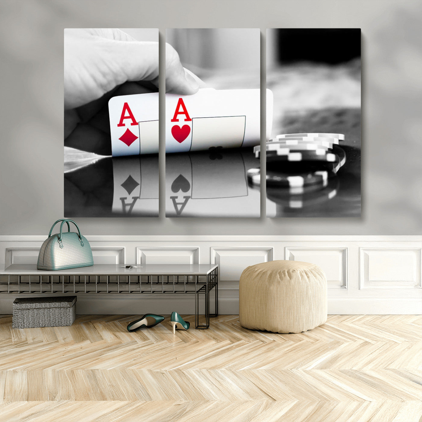 MGV-CV-48X32-3P - Aces Poker Art Poker Game Wall Art Canvas Print