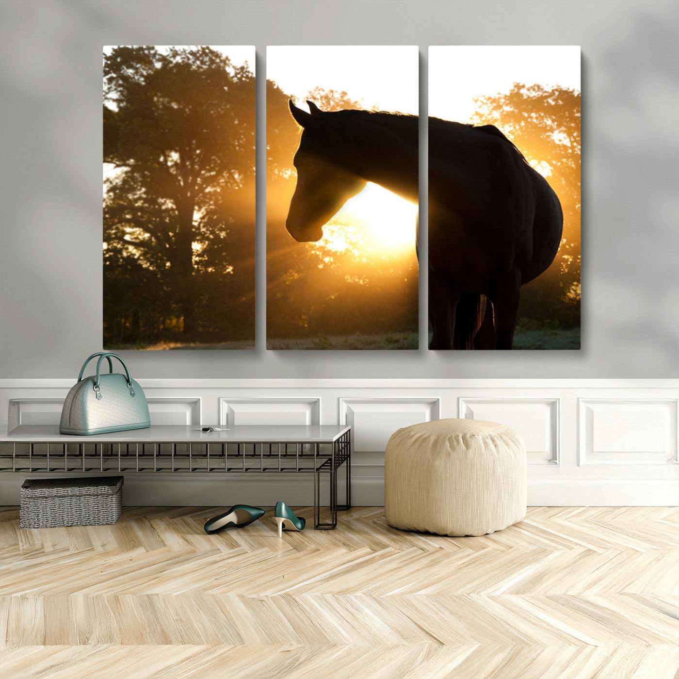MGV-CV-48X32-3P - Horse at Sunset Wall Art Animal Canvas Print