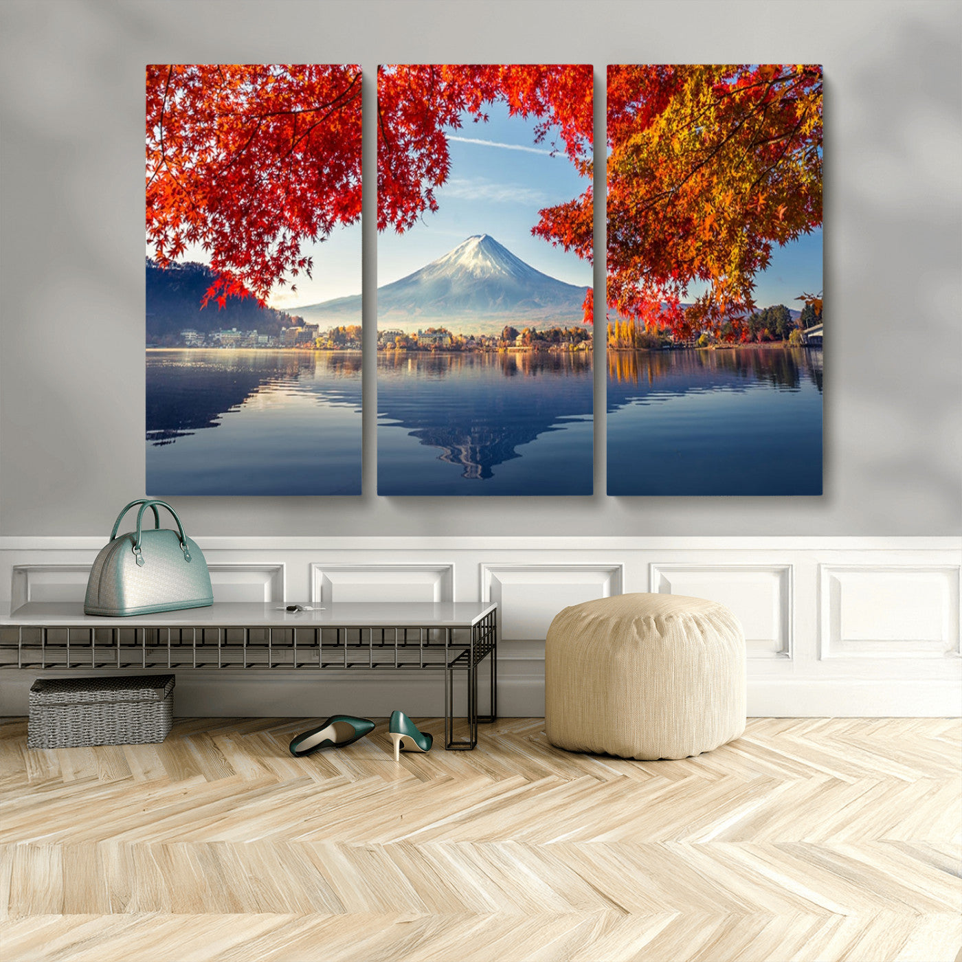 MGV-CV-48X32-3P - Mount Fuji Canvas Wall Art Japan Autumn Mountain Canvas Print Wall Art