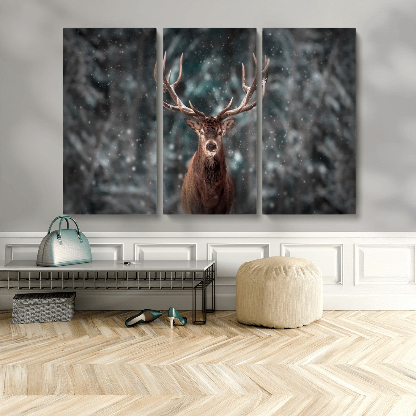 MGV-CV-48X32-3P - Wall Art Deer Art Animal Canvas, Framed Wall Art Deer Canvas Print