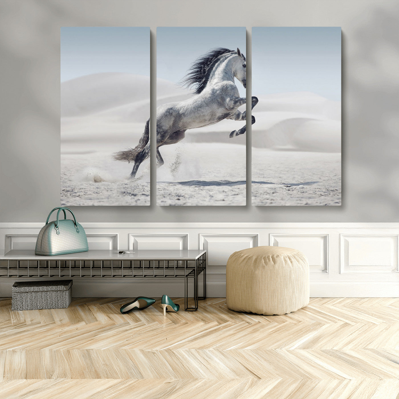 MGV-CV-48X32-3P - Prancing Horse on Dessert Large Wall Art Animal Canvas Print