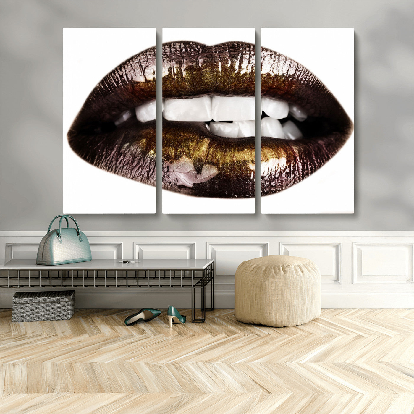 MGV-CV-48X32-3P - Close Up Lips Wall Art Canvas Print