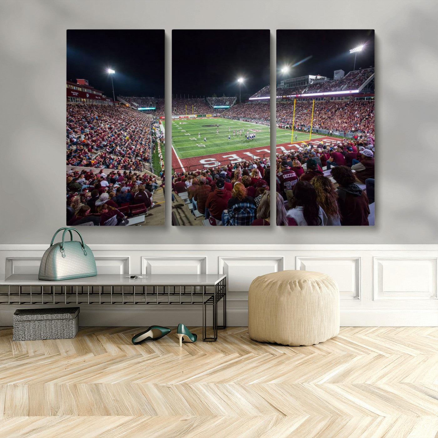 MGV-CV-48X32-3P - American Football Wall Art Canvas Print, Stadium Sport Wall Art Print
