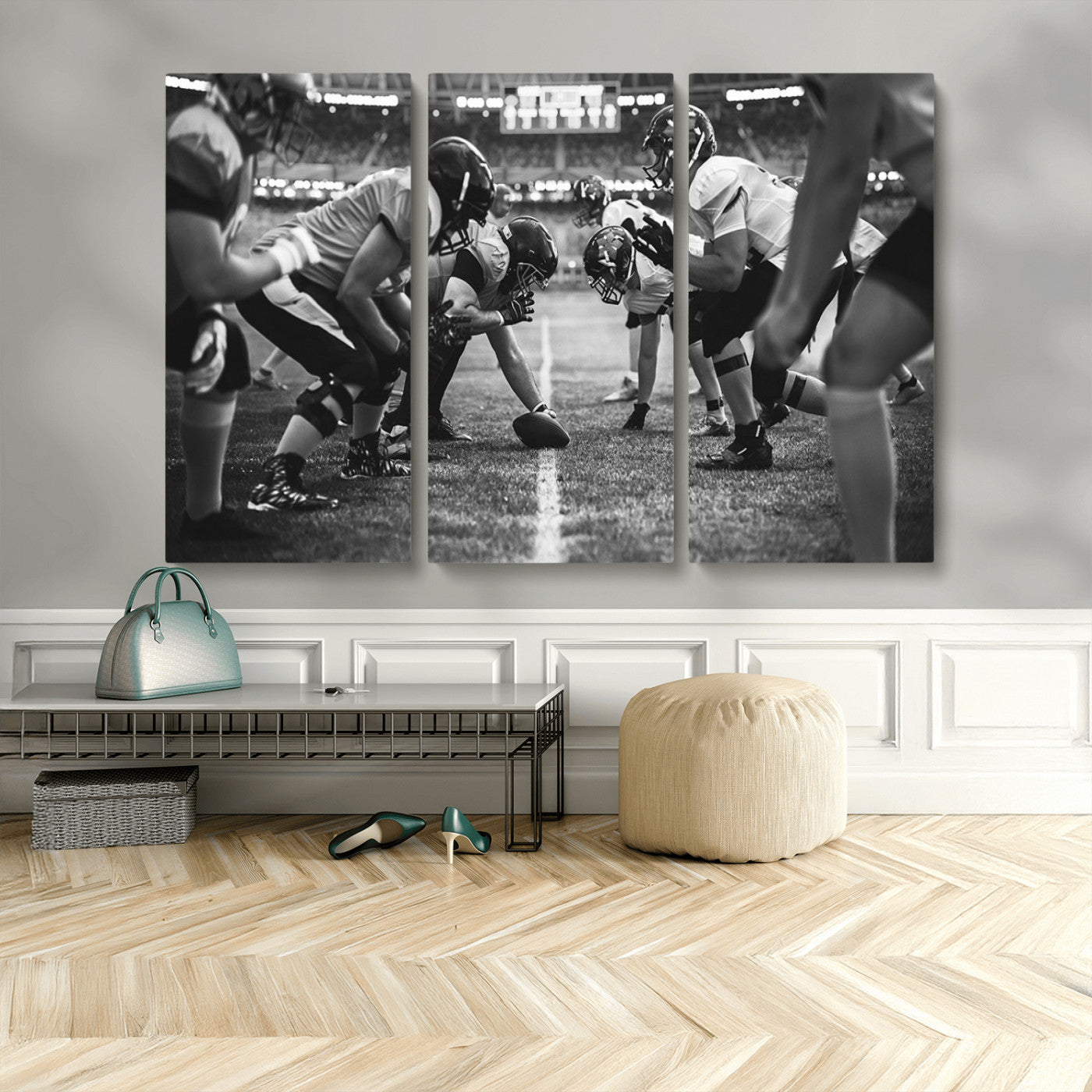 MGV-CV-48X32-3P - American Football Wall Art Canvas Print, Stadium Sport Wall Art Print