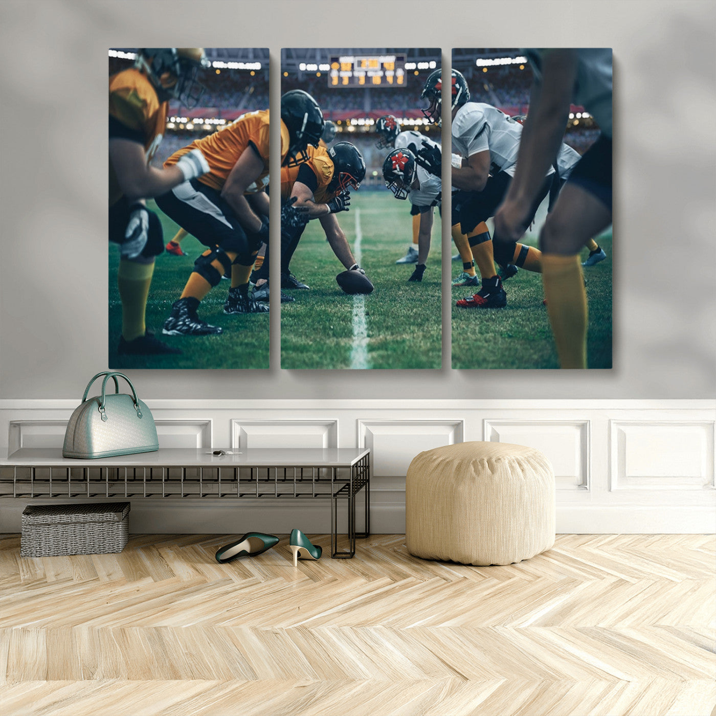 -American Football Playing Wall Art Canvas Print