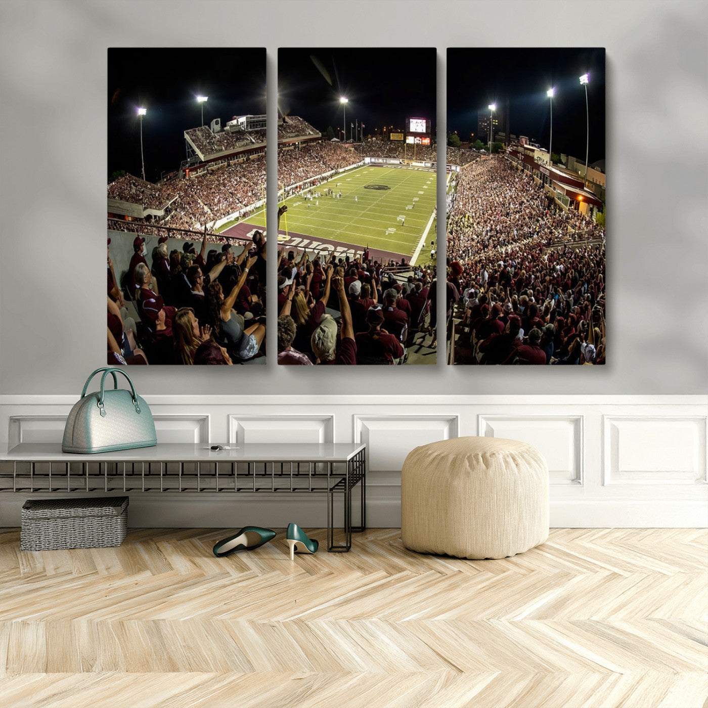 -Washington-Grizzly Stadium Canvas Wall Art – Exciting Game Night Atmosphere Captured in Panoramic