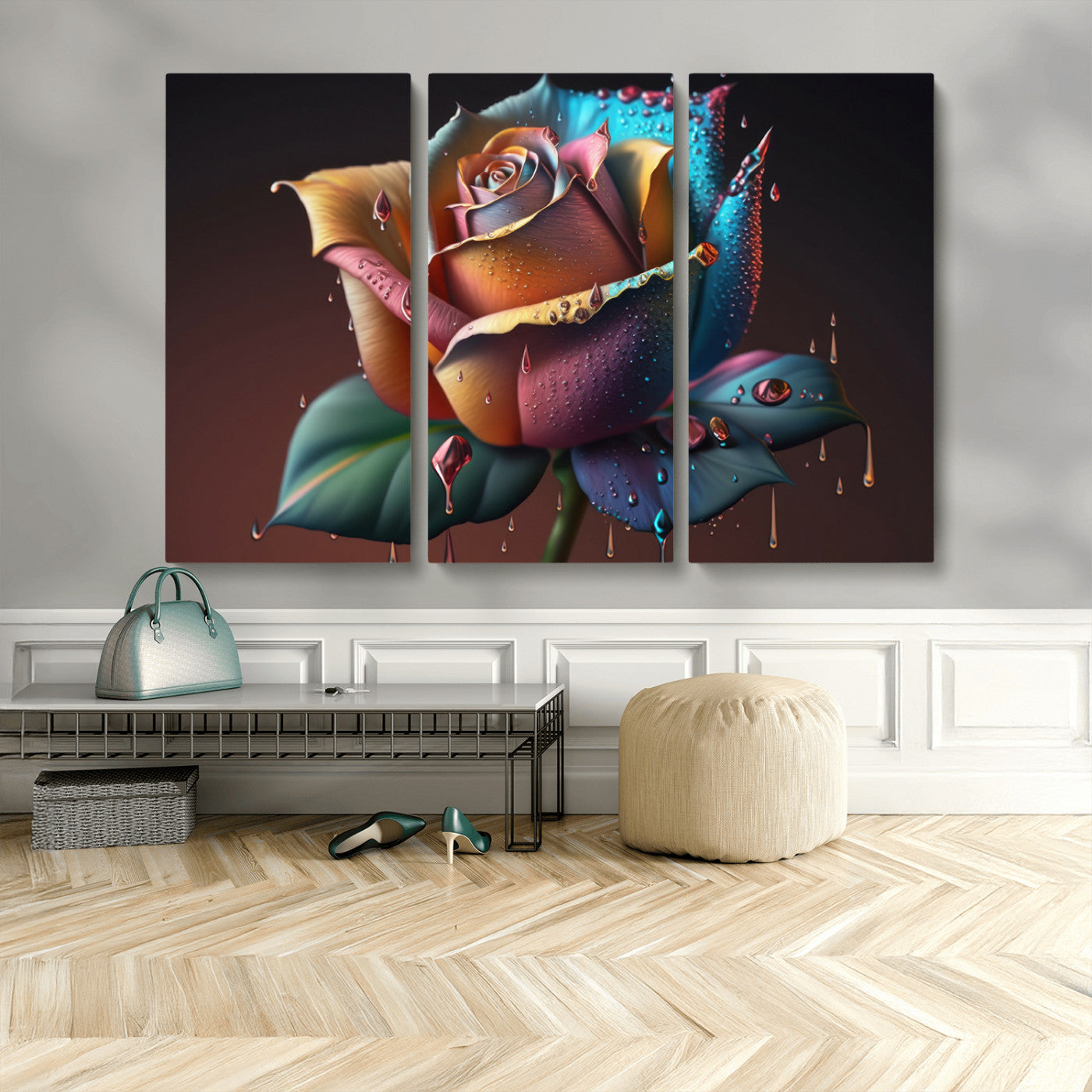 MGV-CV-48X32-3P - Abstract Rose Wall Art Canvas Print