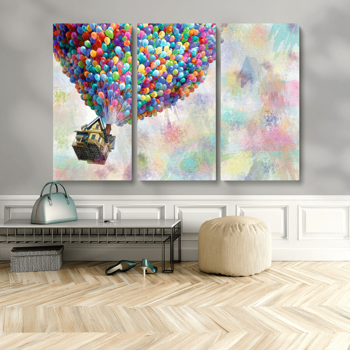 MGV-CV-48X32-3P - Up Pixar Poster, Look Up Pixar Wall Art, Up Pixar Canvas, Kids Play Game Room Decor Wall Art