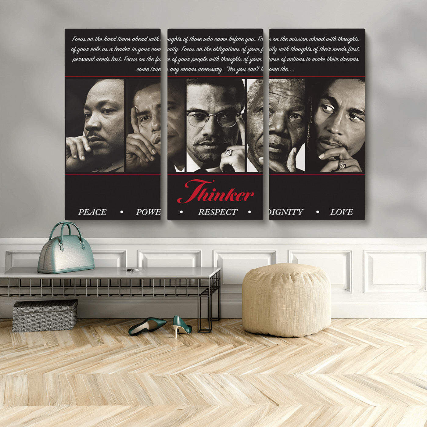 MGV-CV-48X32-3P - Thinkers of Wall Art Canvas Print - Inspirational Wall Art Featuring Icons of Peace, Power, and
