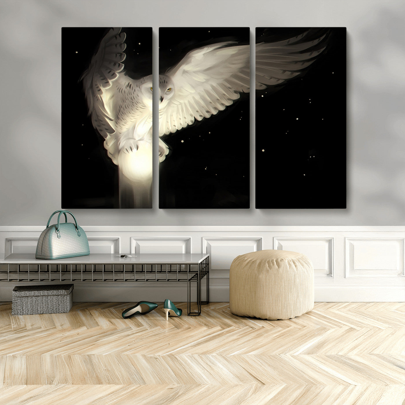 MGV-CV-48X32-3P - Night Owl Art -  Illuminating the Darkness – Unique Animal-Inspired Wall Art for Modern Decor |