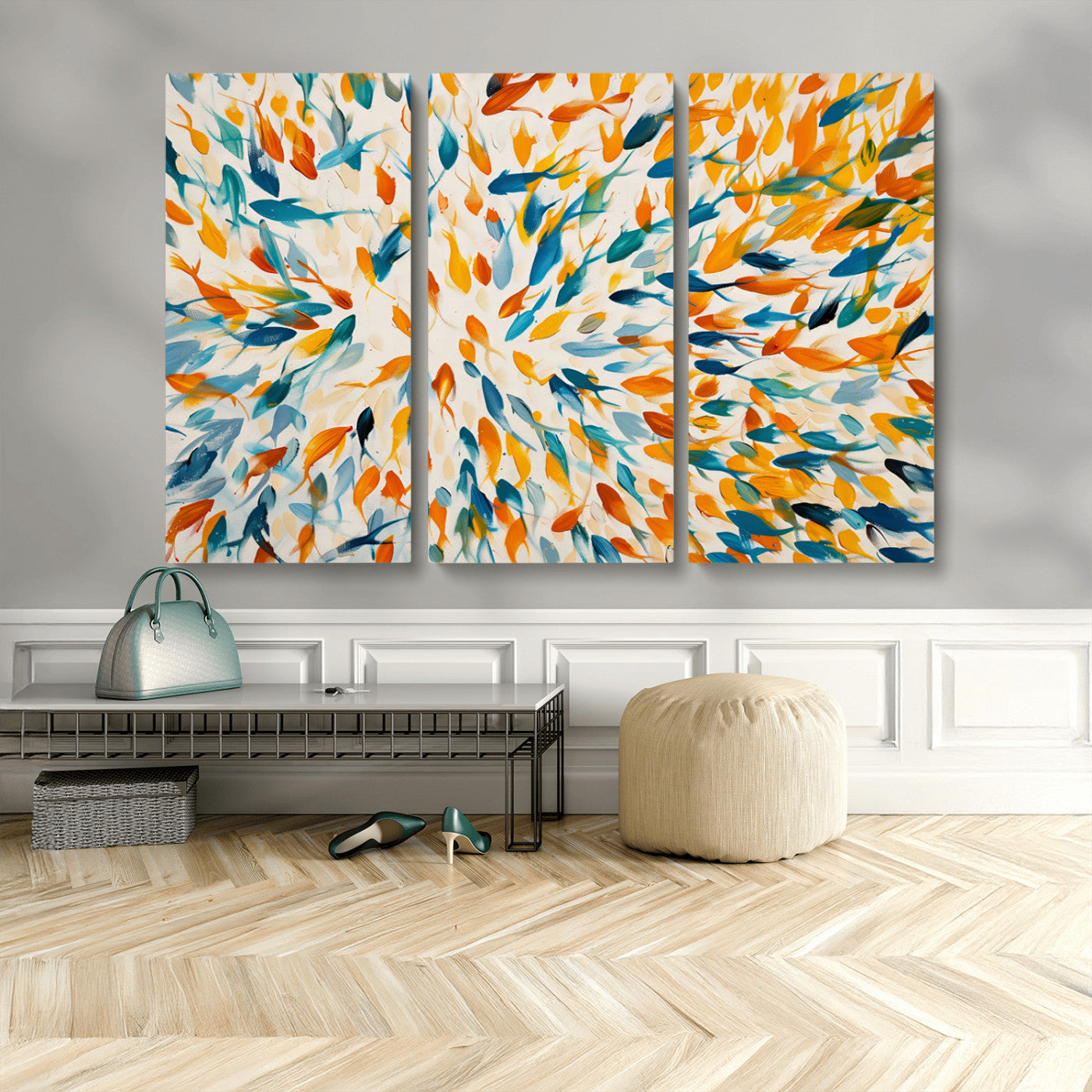 59969-MGV-CV-48X32-3P-Colorful Fish Wall Art Print – Abstract Ocean-Inspired Wall Art for Modern Spaces | Framed Canvas,