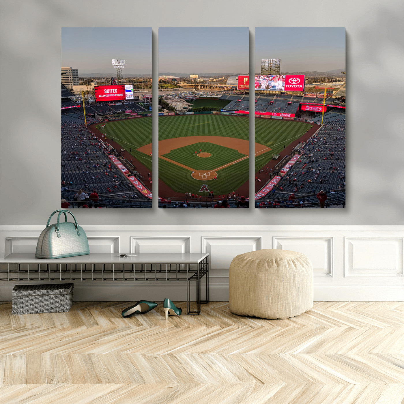 MGV-CV-48X32-3P - Los Angeles Angels Baseball Canvas Print - Anaheim Angel Stadium Wall Art Canvas Print