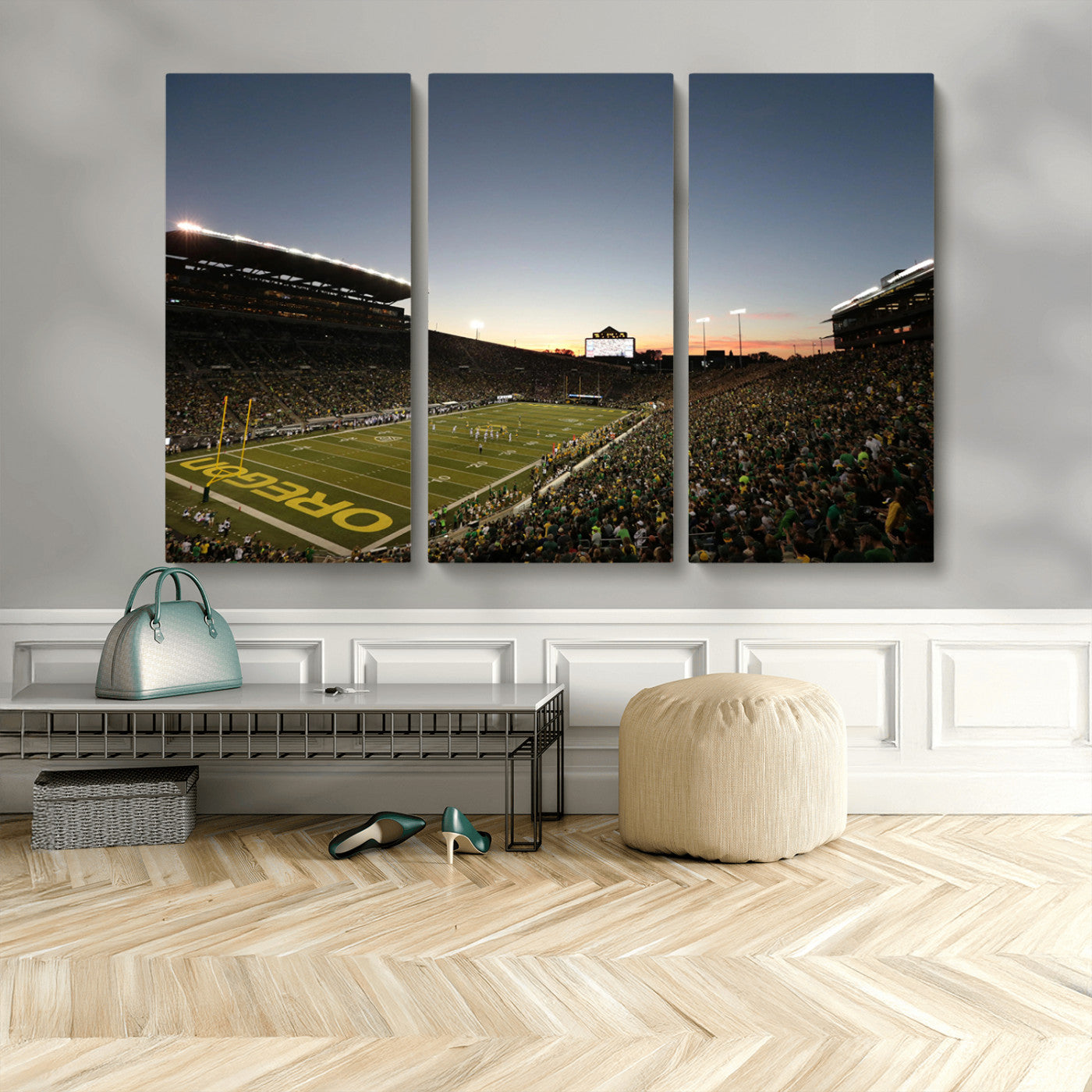 MGV-CV-48X32-3P - Oregon Ducks Football Team Print - Eugene Autzen Stadium Wall Art Canvas Print