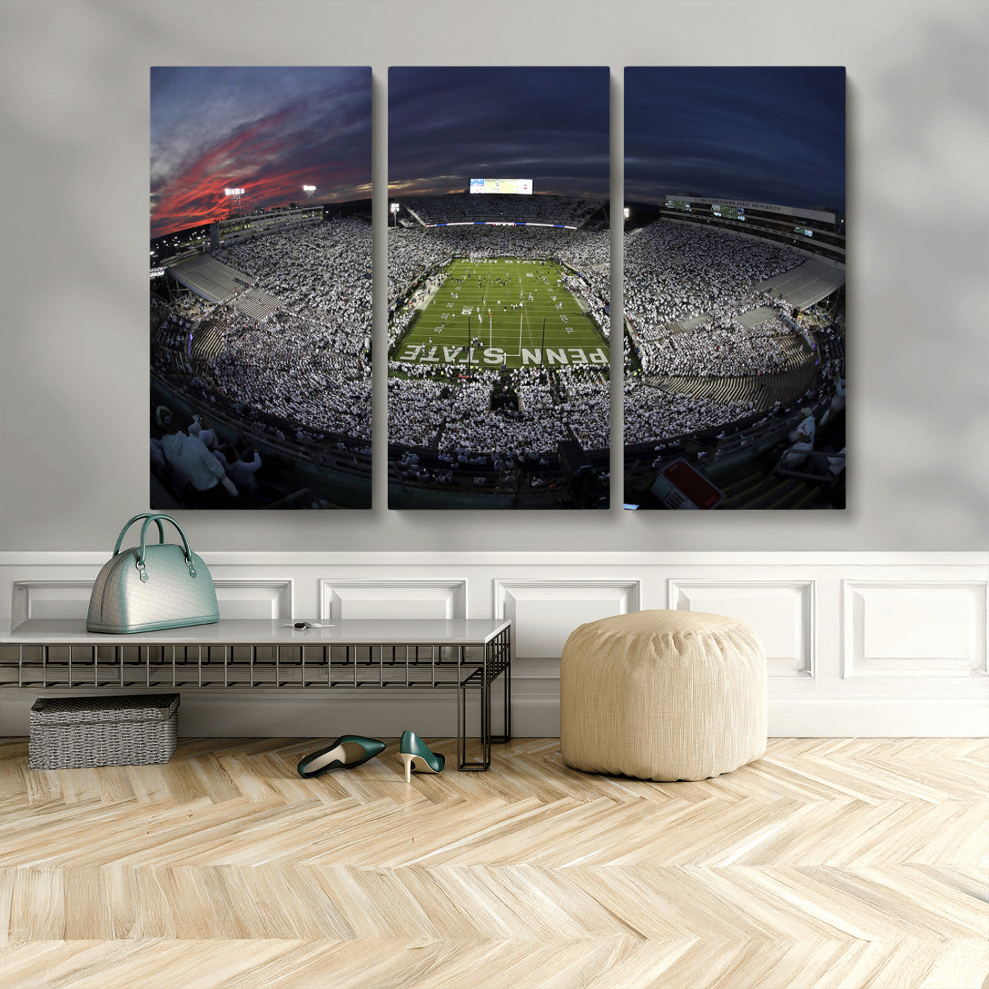MGV-CV-48X32-3P - Penn State University Nittany Lions Football Team Print - University Park Beaver Stadium Wall Art