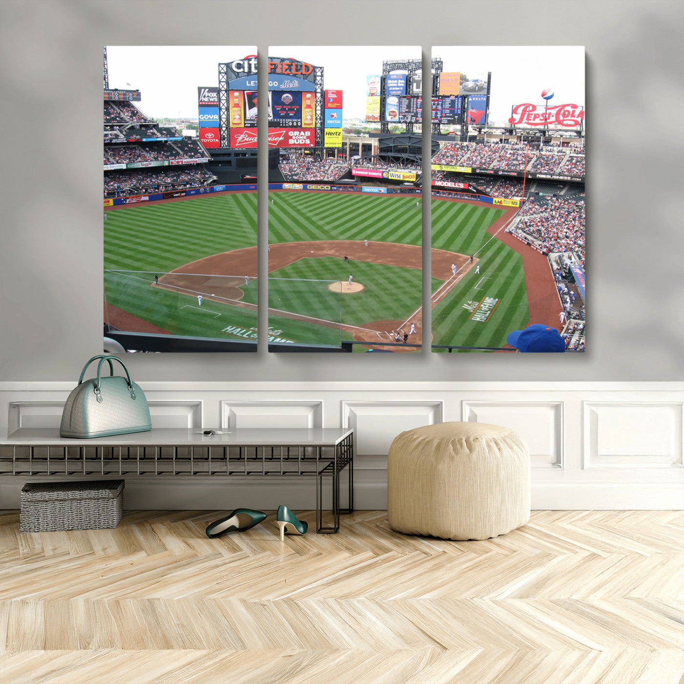 MGV-CV-48X32-3P - New York Mets Baseball Team Print - Citi Field Baseball Stadium Wall Art Canvas Print
