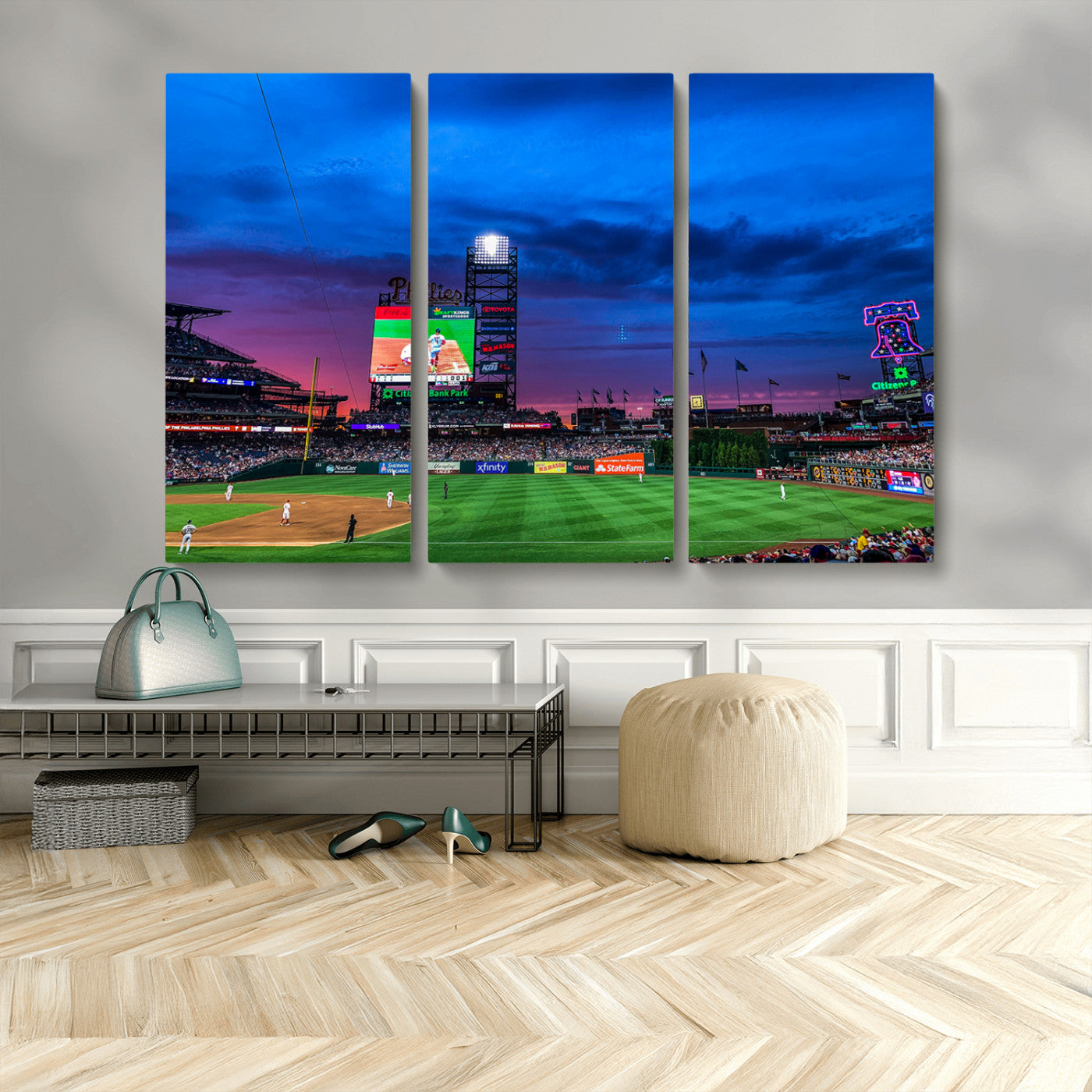 MGV-CV-48X32-3P - Philadelphia Phillies Baseball Team Print - Philadelphia Citizens Bank Park Stadium Canvas Wall Art