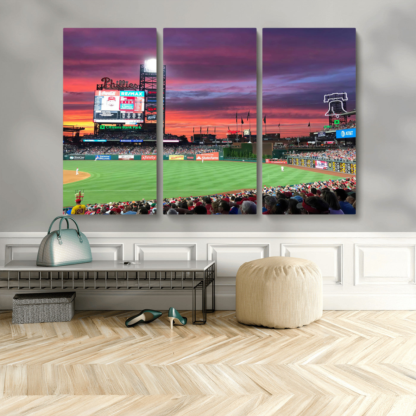 MGV-CV-48X32-3P - Philadelphia Phillies Baseball Team Print - Philadelphia Citizens Bank Park Stadium Wall Art Canvas