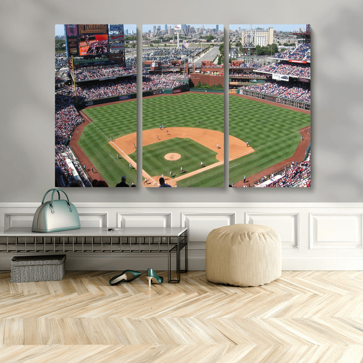 MGV-CV-48X32-3P - Philadelphia Phillies Baseball Team Print - Philadelphia Citizens Bank Park Stadium Wall Art Canvas
