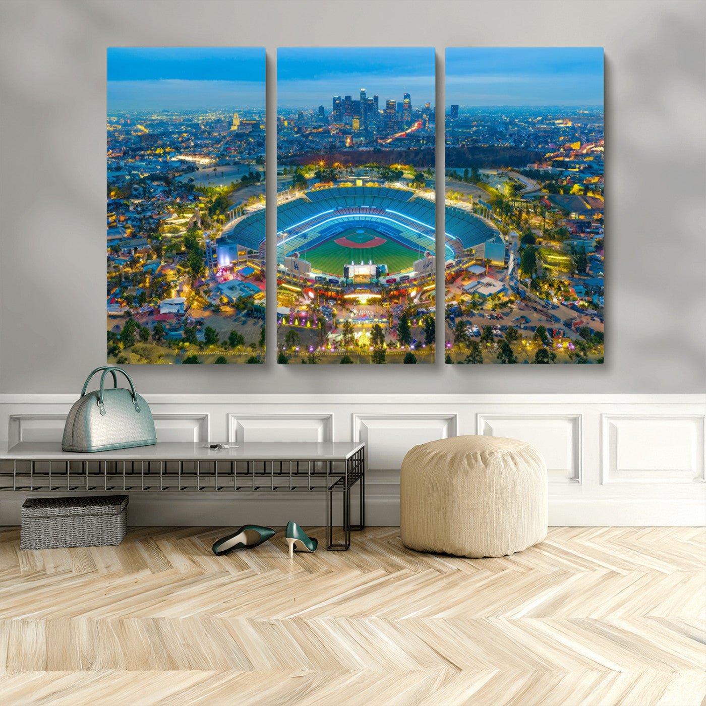 MGV-CV-48X32-3P - Los Angeles Dodgers Wall Art Canvas, Dodger Stadium Wall Art Canvas Print - MLB Baseball Stadium
