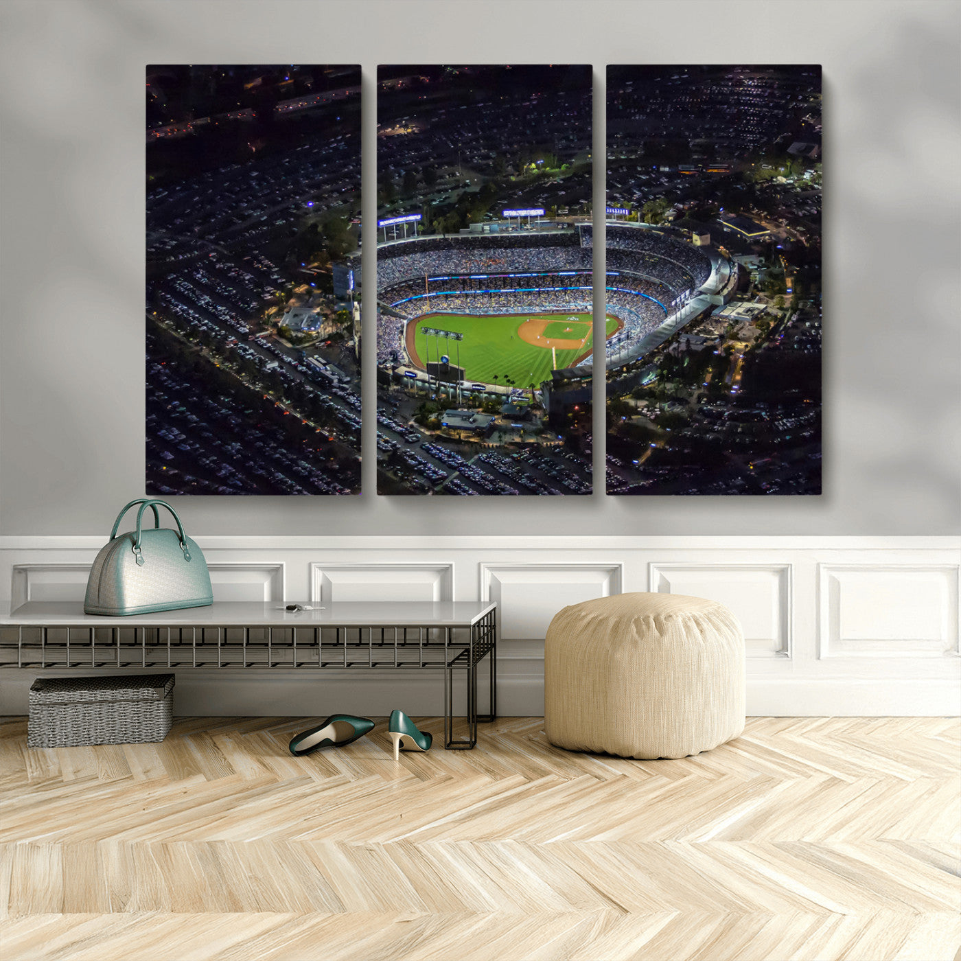 MGV-CV-48X32-3P - Los Angeles Dodgers Dodger Stadium Wall Art Canvas Print - MLB Baseball Stadium