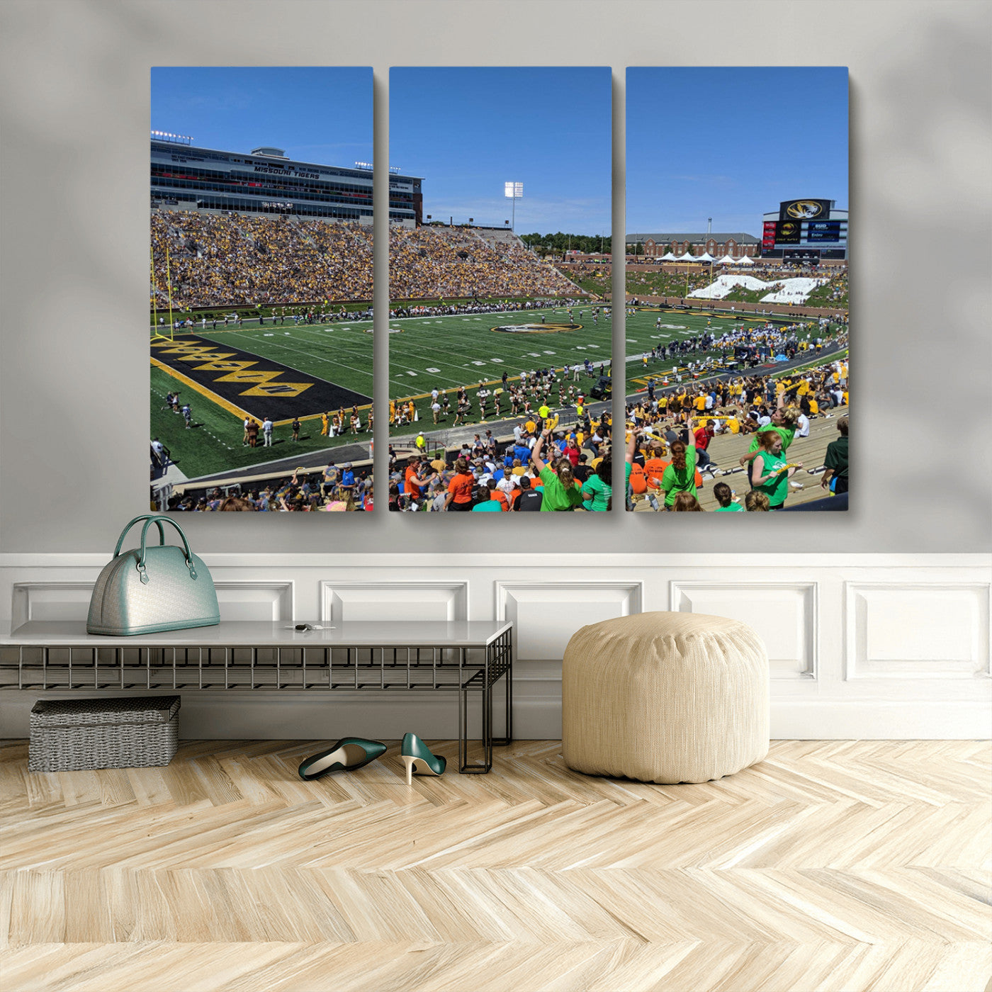 MGV-CV-48X32-3P - University of Missouri Tigers Football Team Print - Columbia Faurot Field Memorial Stadium Wall Art