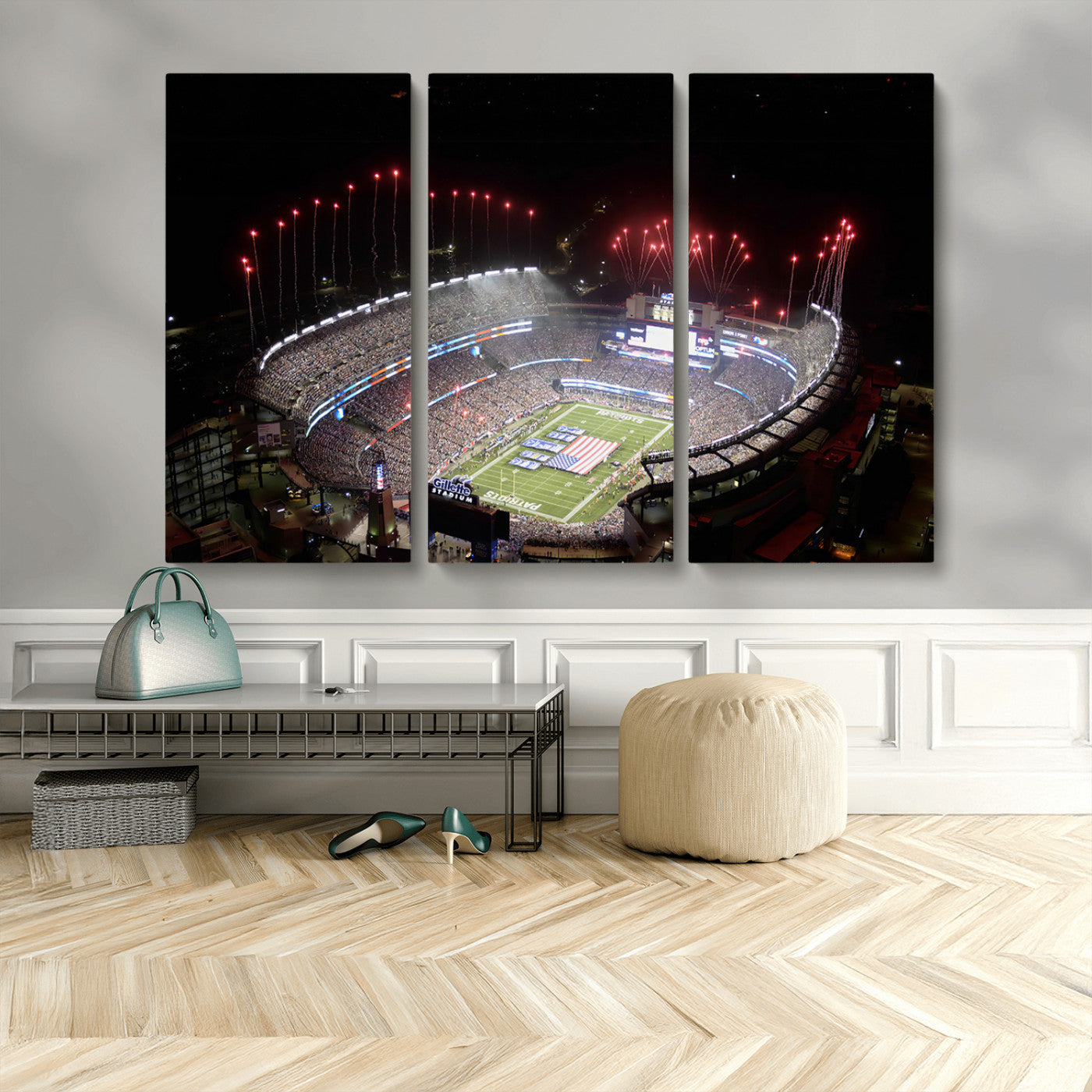 MGV-CV-48X32-3P - New England Patriots Team Print Wall Art- Foxborough Gillette Stadium Wall Art Canvas Print