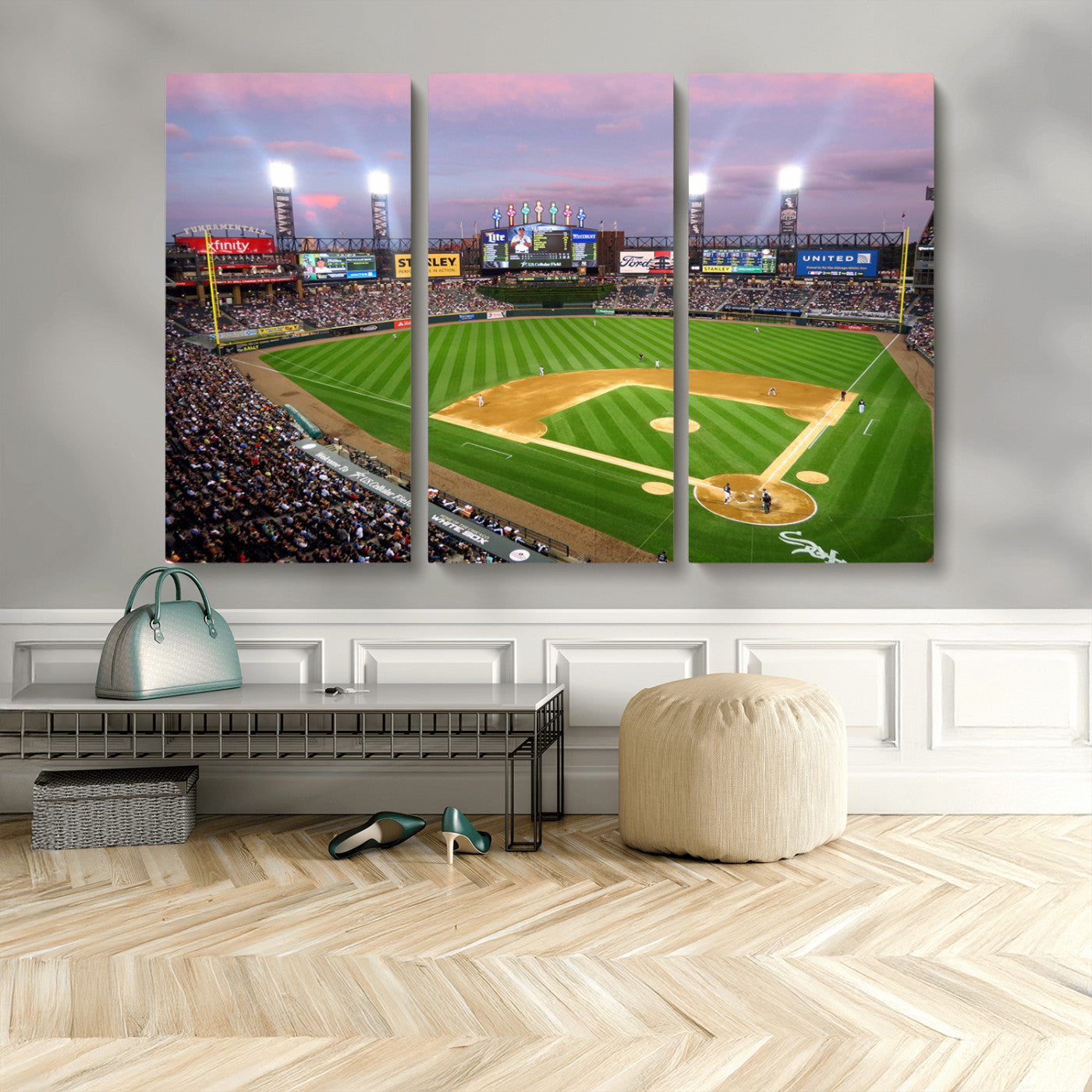 MGV-CV-48X32-3P - Chicago White Sox Baseball Team Print Canvas- Guaranteed Rate Field Stadium Wall Art Canvas Print