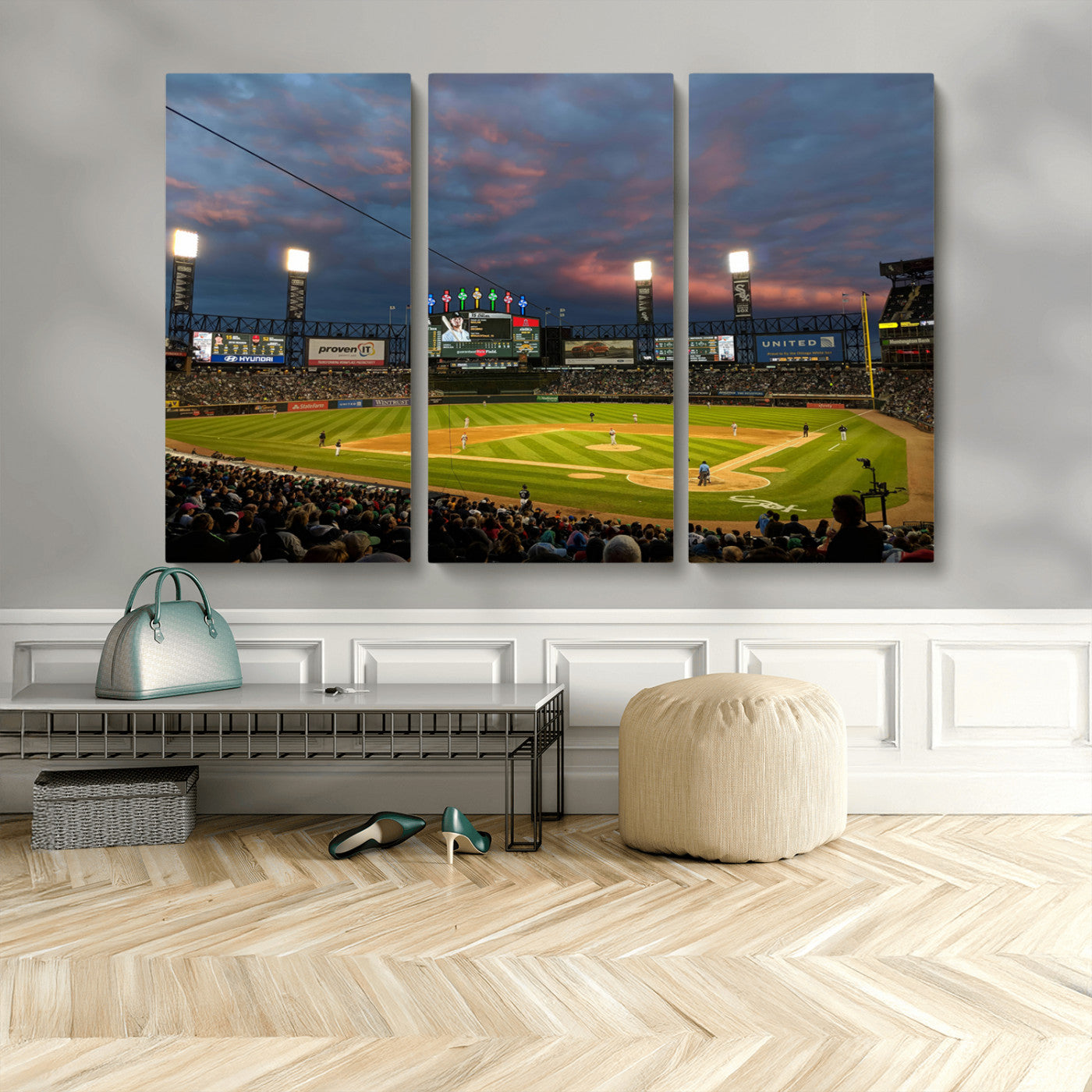 MGV-CV-48X32-3P - Chicago White Sox Baseball Team Print Canvas- Guaranteed Rate Field Stadium Wall Art Canvas Print