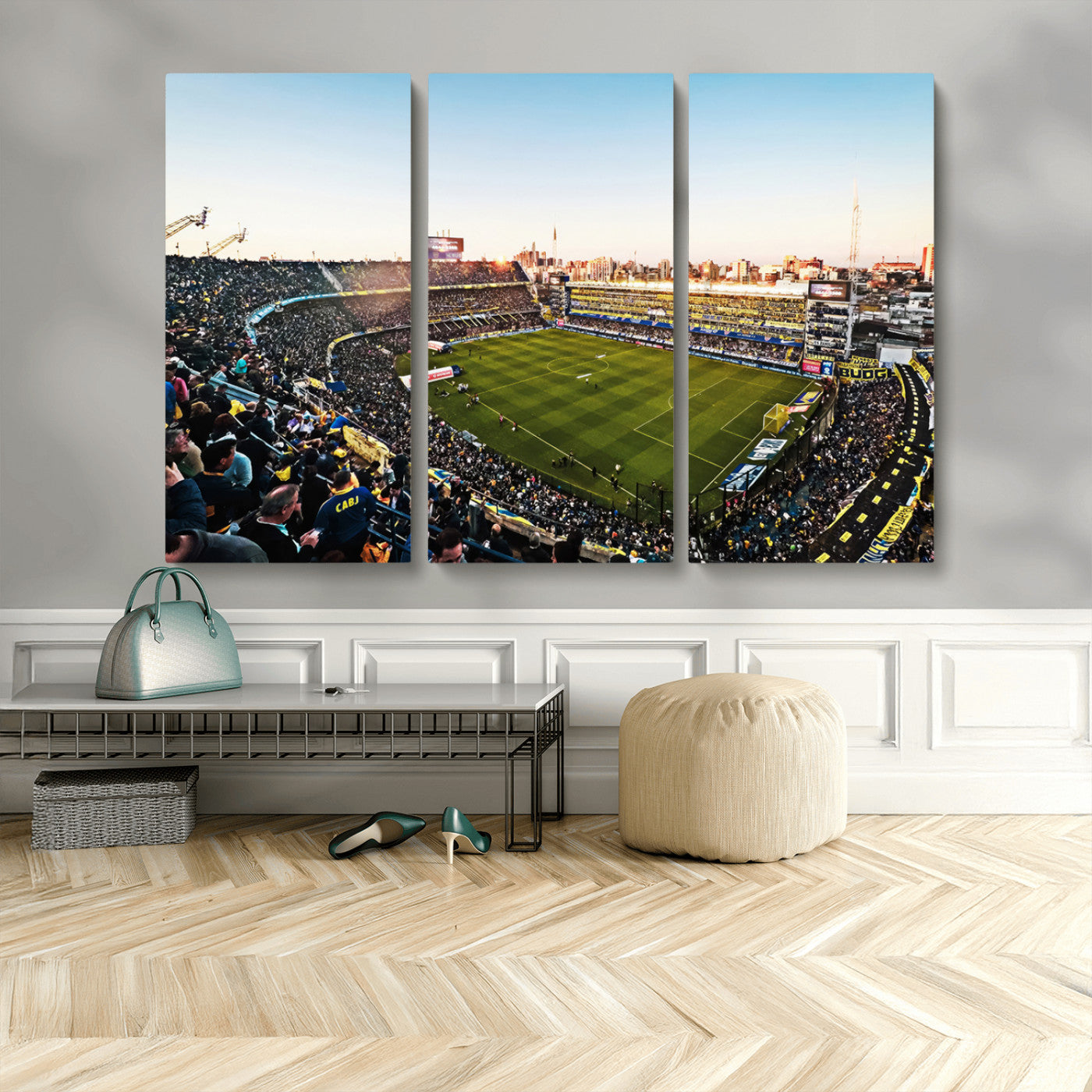 MGV-CV-48X32-3P - Boca Juniors Soccer Team Print - Buenos Aires Bombonera Stadium Wall Art Canvas Print