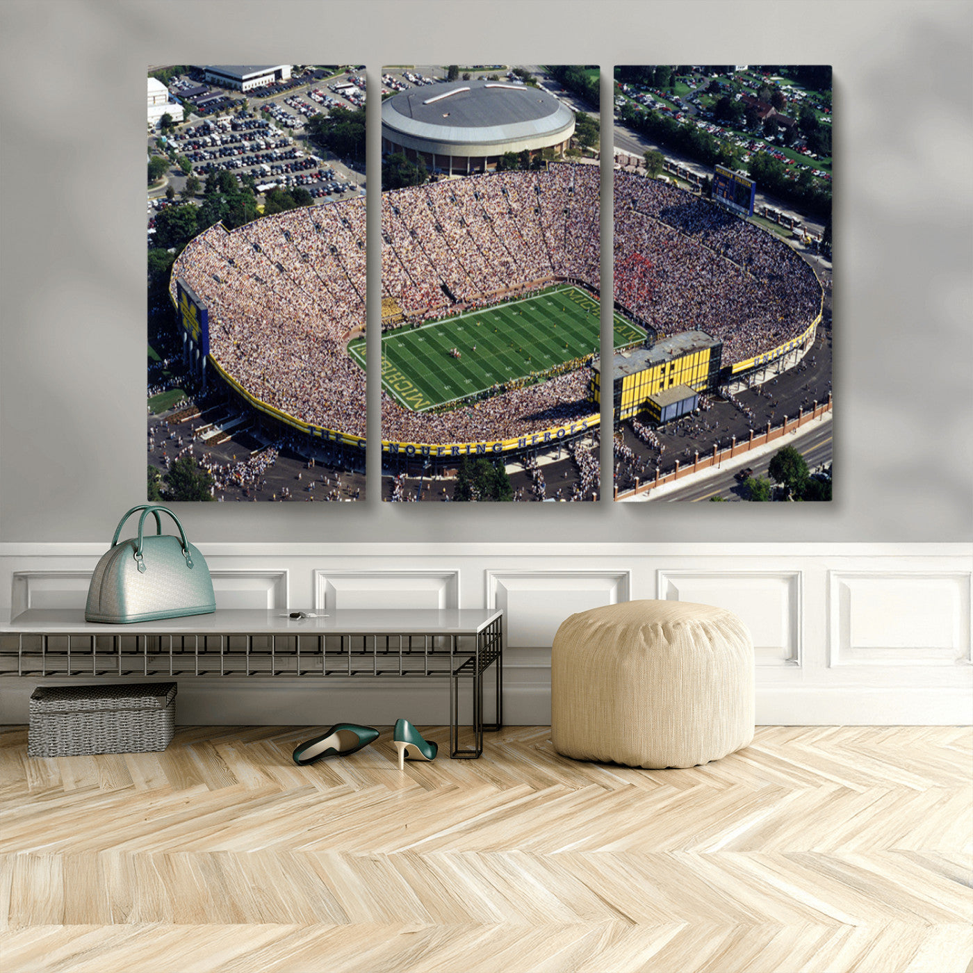 MGV-CV-48X32-3P - Michigan Wolverines Football Team Print - Ann Arbor Michigan Stadium Print, Michigan Wolverines