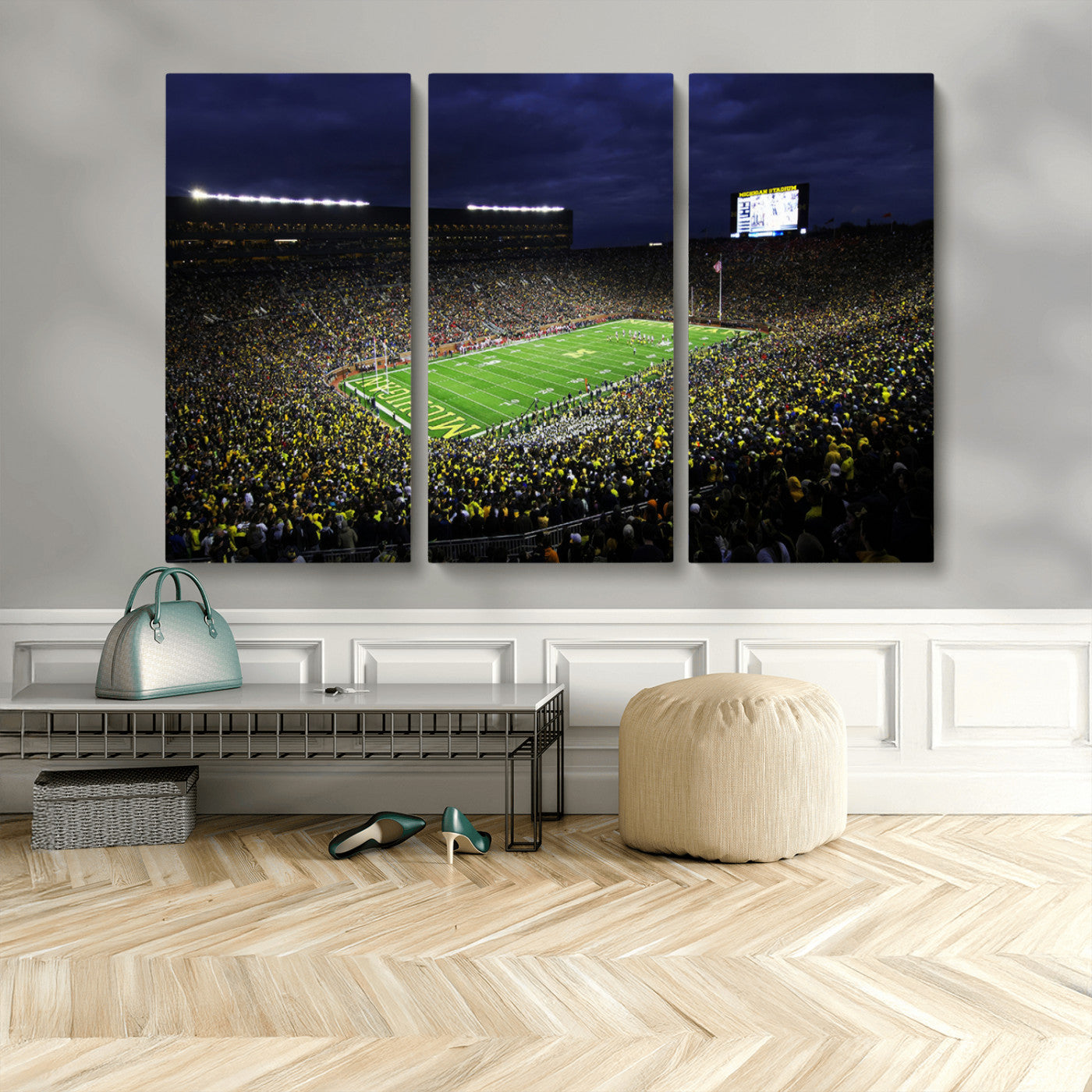 MGV-CV-48X32-3P - Michigan Wolverines Football Canvas Wall Decor, Football Team Print - Ann Arbor Michigan Stadium