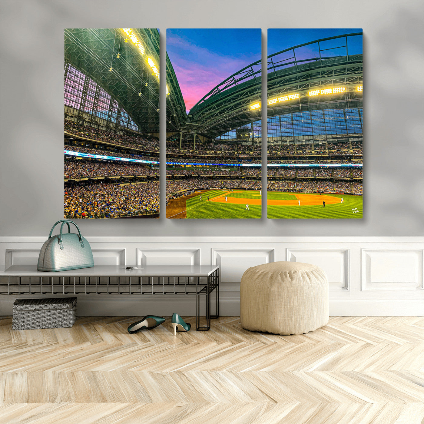 MGV-CV-48X32-3P - Milwaukee Brewers Baseball Team Print Canvas- American Family Field Stadium Wall Art Canvas Print