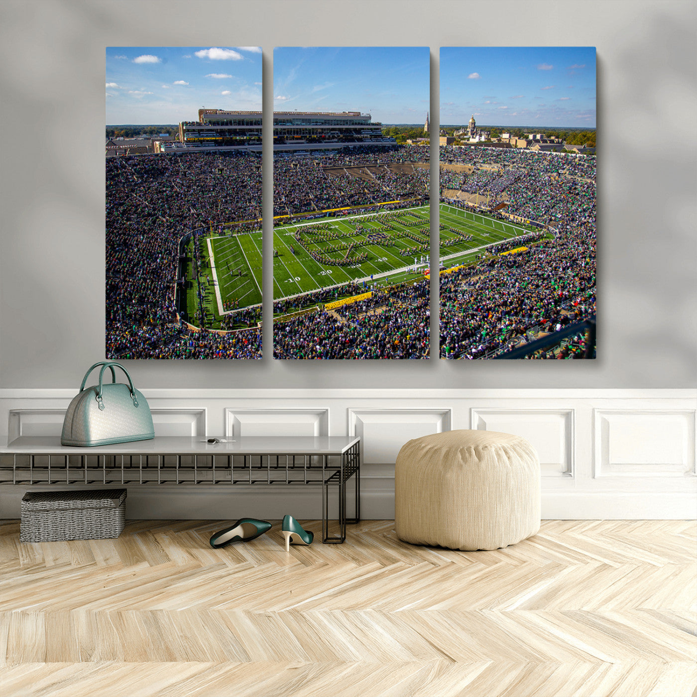 MGV-CV-48X32-3P - Notre Dame Fighting Irish Football Team Print - Notre Dame Stadium Wall Art Canvas Print