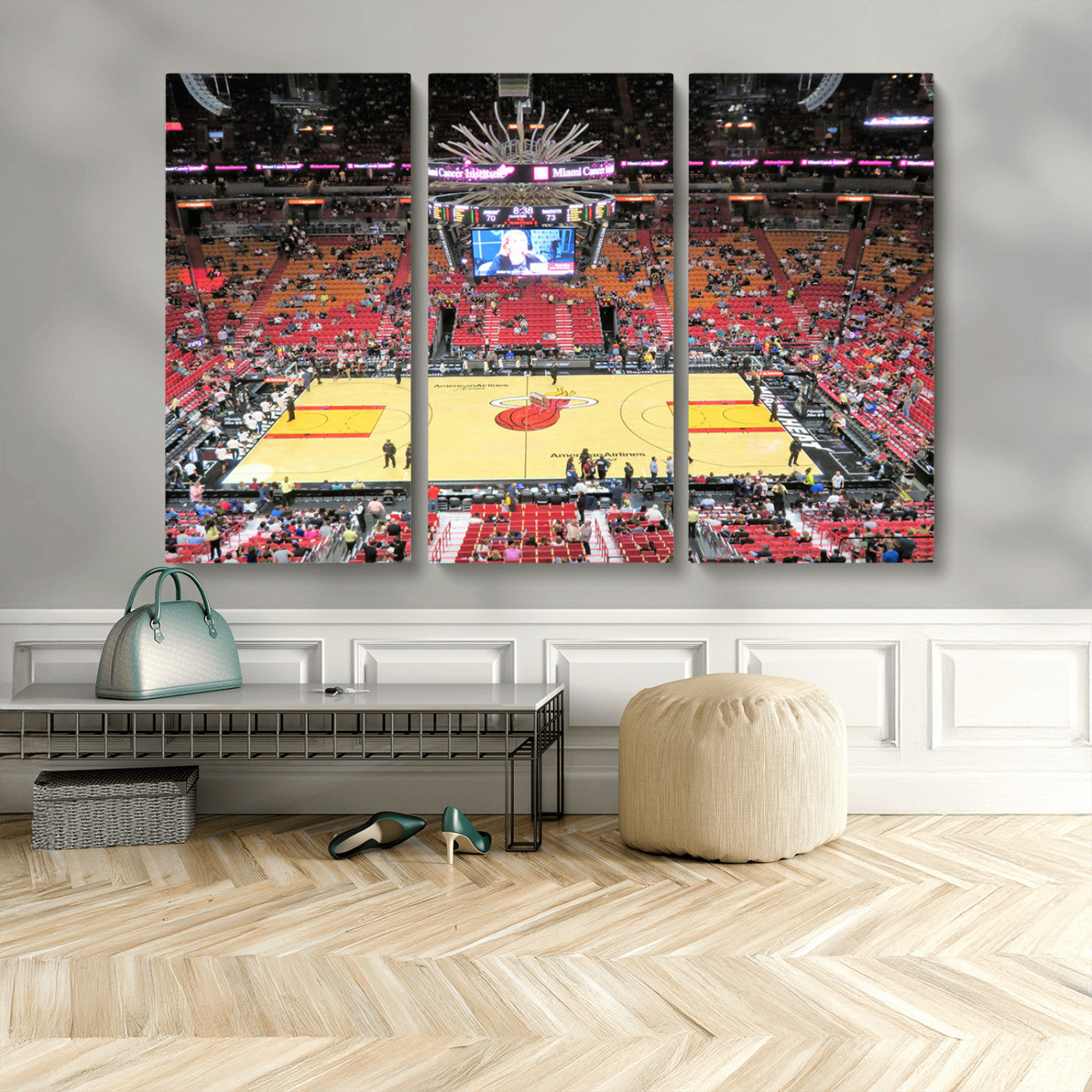 MGV-CV-48X32-3P - Miami Heat Basketball Team Print Wall Art- Kaseya Center Stadium Wall Art Canvas Print