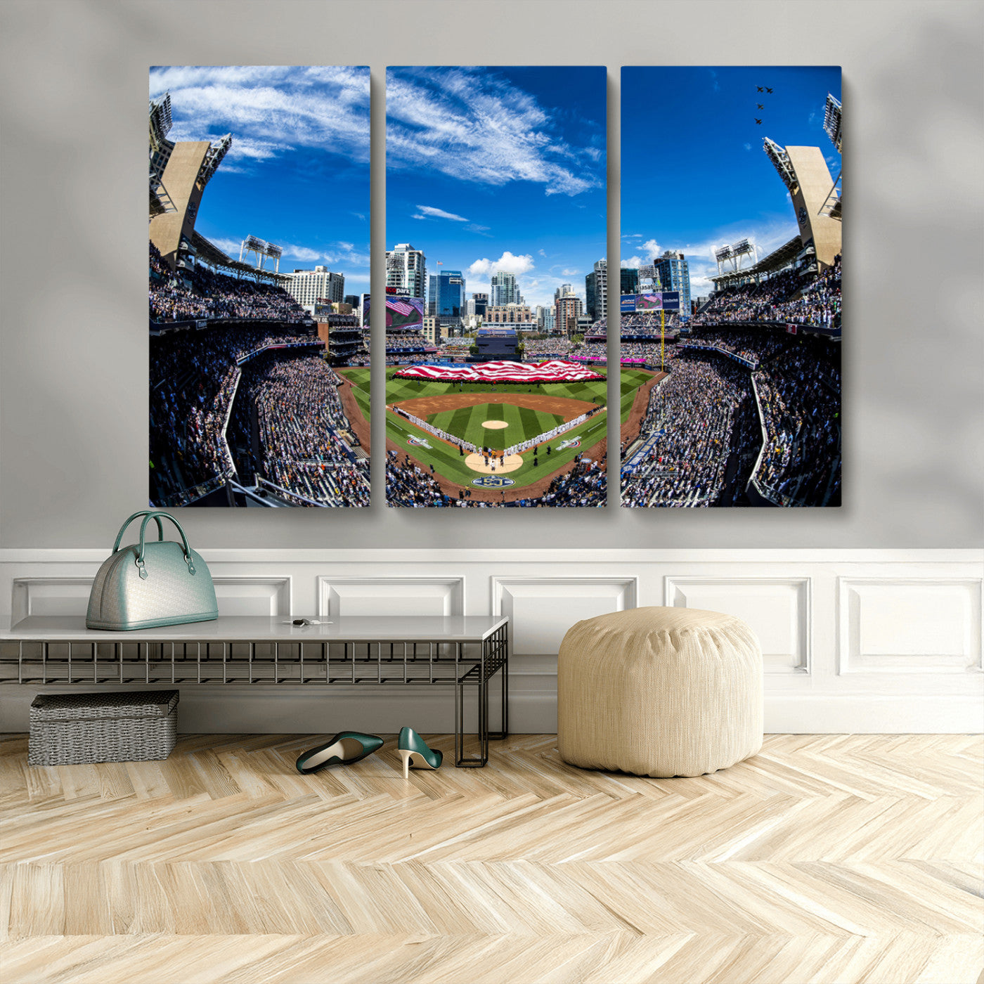 MGV-CV-48X32-3P - San Diego Padres Baseball Team Print - Petco Park Stadium Wall Art Canvas Print