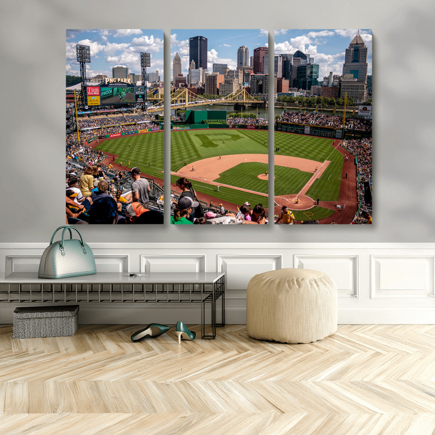 MGV-CV-48X32-3P - Pittsburgh Pirates Baseball Team Print - PNC Park Stadium Wall Art Canvas Print - Ready to Hang