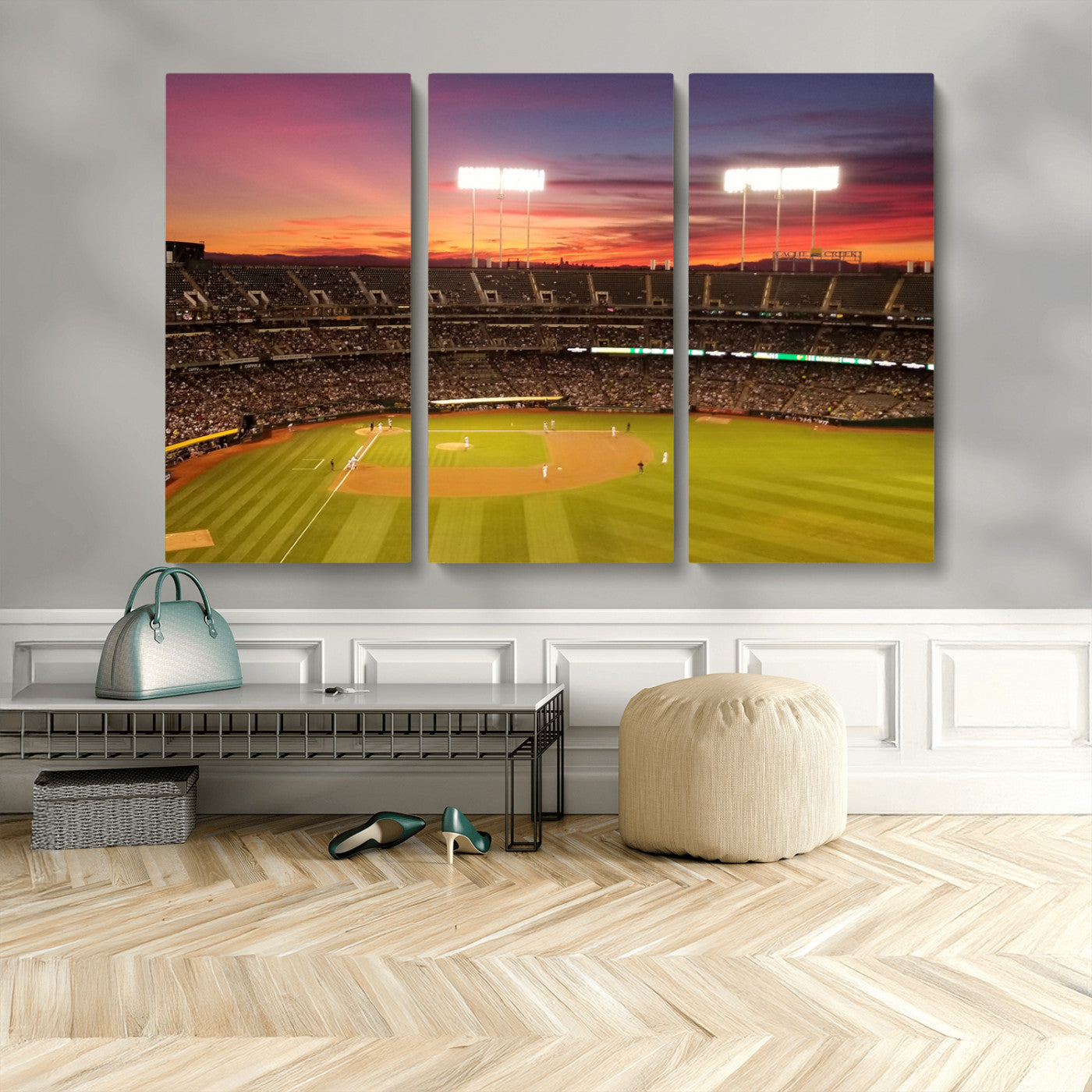 MGV-CV-48X32-3P - Oakland Athletics Baseball Team Print - Oakland Coliseum Stadium Wall Art Canvas Print
